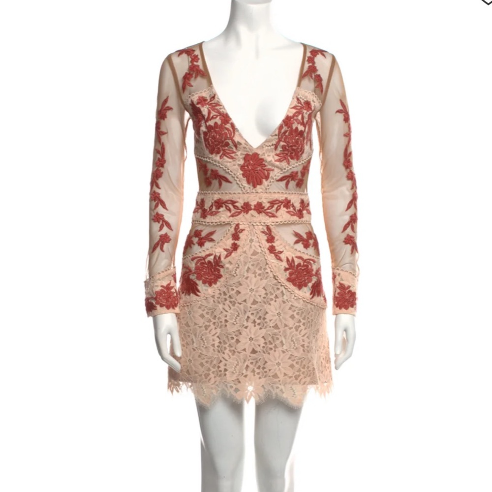 For Love & Lemons Lace Pattern Mini Dress